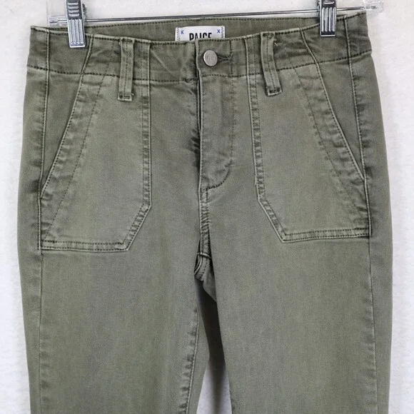 Paige Mayslie Jogger Utility Stretch Ankle Zip Hem Womens 24 Army Green Olive - Picture 2 of 11